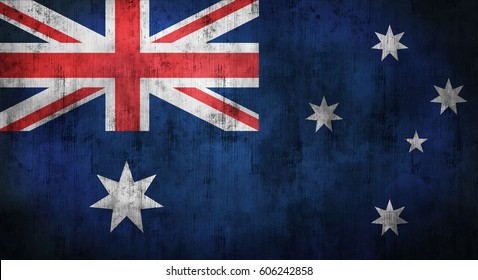 Grunge crumpled Australian flag. 3d rendering