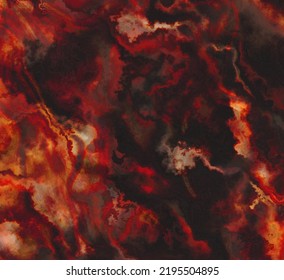 Grunge Dark Red Orange Mystery Hot Watercolor Manuscript With Marbled Grunge Creepy Texture And Dark Black Color Paint. Halloween Texture Background Muddy Motion Liquid Shapes