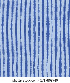 Grunge Detailed Vertical Stripes Monochrome Style Trend Colors Seamless Pattern Chambray Blue Tones