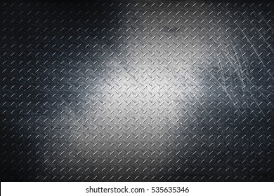 Grunge Diamond Plate. Dirty Black Metal Background And Texture. 3d Illustration.