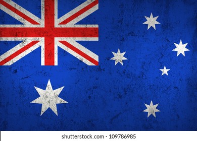 Grunge Dirty and Weathered Australian Flag, Old Metal Textured