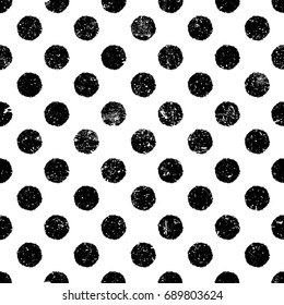 Grunge Dots Seamless Pattern. Abstract Vintage Polka Dot Pattern