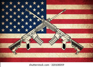 Grunge Flag of USA / United states of America country with guns