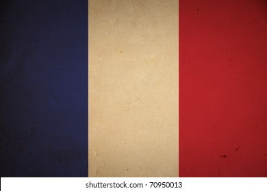 Grunge French Flag Background.