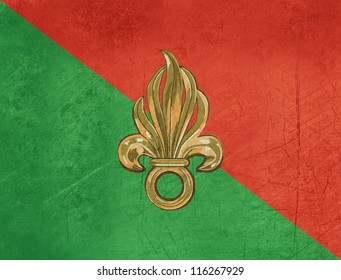 Grunge French Foreign Legion Flag In Official Colors.
