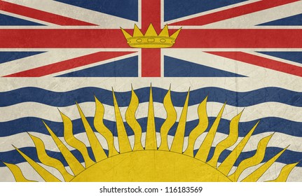 Grunge illustration of British Columbia state flag, Canada.