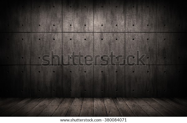 グランジ工業の背景 暗い部屋とコンクリートのスラブと木の床 のイラスト素材