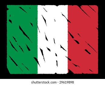 Grunge Italian Flag On Black Illustration JPEG