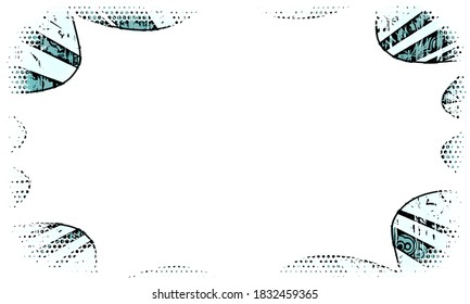 Grunge Manga Rays Zoom Graphic Novel Sale Announcement Teal And Black Halftone Background With Empty Starburst Panel