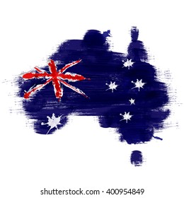 Grunge map of Australia with Australian flag