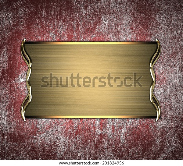 Grunge Red Wall Gold Nameplate Design Stock Illustration