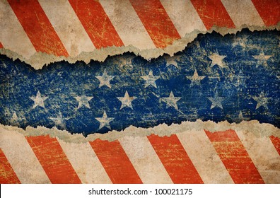 Grunge Ripped Paper USA Flag Pattern