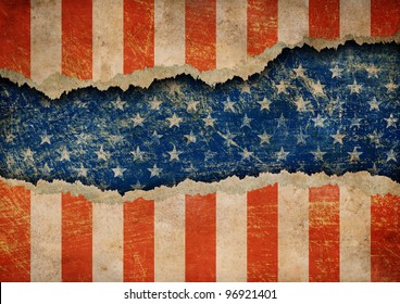 Grunge Ripped Paper USA Flag Pattern