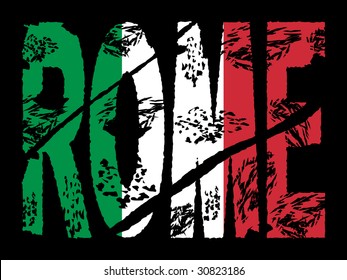 Grunge Rome Text With Italian Flag Illustration JPEG