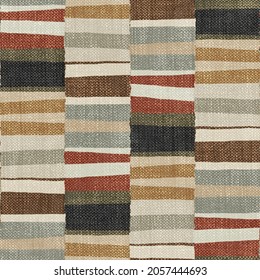 Grunge Seamless Texture With Ethnic Pattern, Fabric Texture, Rug Boho Style Design, 3d Illustration