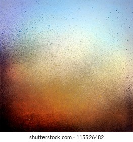 Grunge Splatter Paint Background, Blue And Brown Color Texture