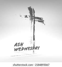 Grunge style christian cross for Ash Wednesday web banner or social graphic. The first day of Lent is a holy day of prayer and fasting. 3D render. 3D Illustration - Powered by Shutterstock