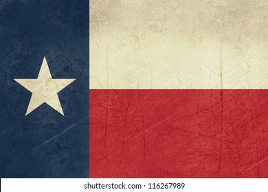 Grunge Texas state flag of America, isolated on white background.
