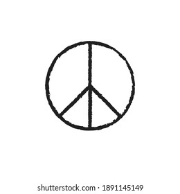 Grunge Texture Hippie Round Peace Black Sign