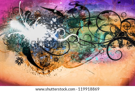 Grunge  textured abstract digital background - collage, with space for your text