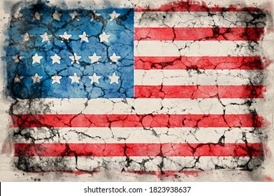 Grunge USA Flag - Waterpaint Style