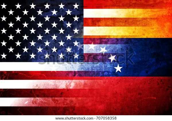 Grunge USA and Venezuela\
flag graphic