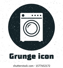 Grunge Washer icon isolated on white background. Washing machine icon. Clothes washer - laundry machine. Home appliance symbol.  