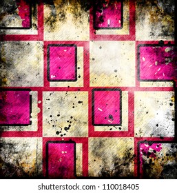 Grungy chessboard background with stains Ilustrasi Stok