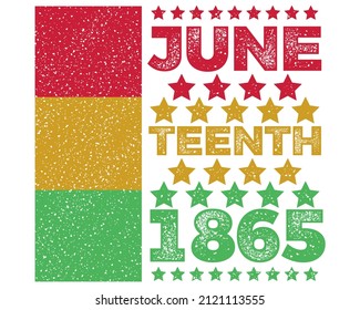 Grungy Distressed Juneteenth Typography Design Illustration In Red Yellow And Green Colors. Juneteenth The Real Independence Day Or Freedom Day Of Black African American People. Celebrate Liberation