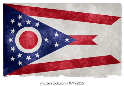 Grungy Flag of Ohio on Vintage Paper