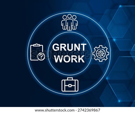 grunt work concept.Routine, tedious, or menial tasks.
