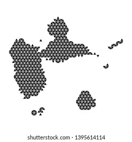 Guadeloupe map abstract schematic from black triangles repeating pattern geometric background with nodes. Raster copy.