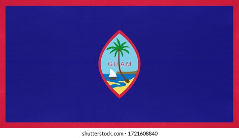 Guam National Fabric Flag, Textile Background. Symbol Of Unincorporated Territory Of The United States In Micronesia.