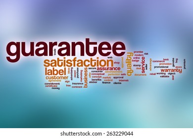 Guarantee word cloud concept with abstract background