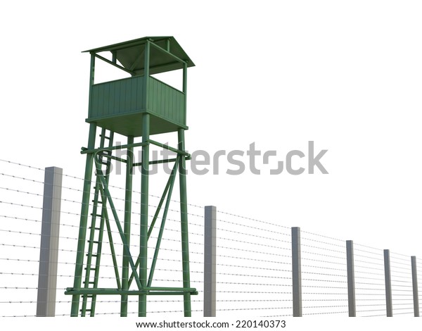 Guard Tower On White Background Stock Illustration 220140373