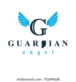 Guardian Angel Conceptual Emblem Best For Use In Catechesis Organizations.