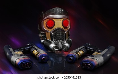 Guardians Of The Galaxy StarLord Equipment 3D Illustration