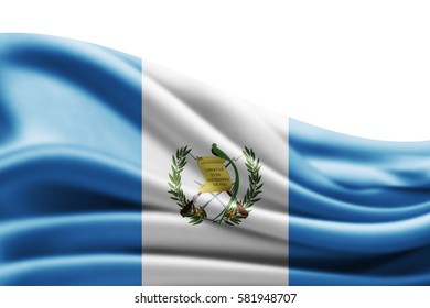 Guatemala flag of silk with copyspace for your text or images and white background -3D illustration