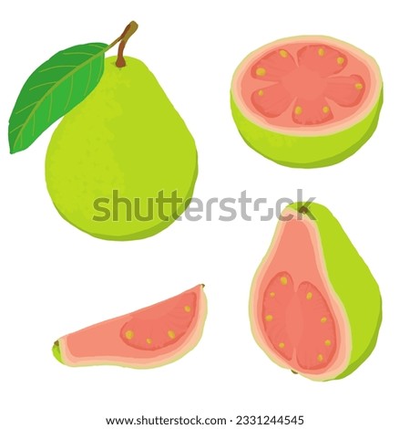 Guava icons set. Isometric set of guava icons for web design isolated on white background