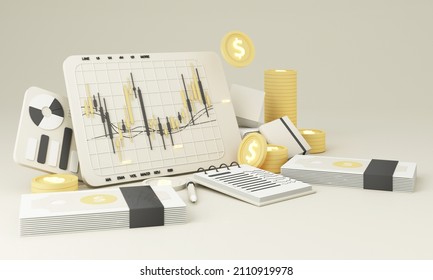 A Guide For People Entering The Cryptocurrency Market With A Price Chart And A Pencil And Note Paper To Study White Background 3d Render