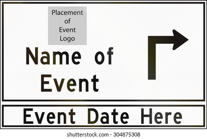 Guide road sign in Canada - Event, with copy space for logo. This sign is used in Ontario.