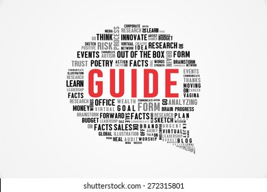 GUIDE word on speech bubble with white background color