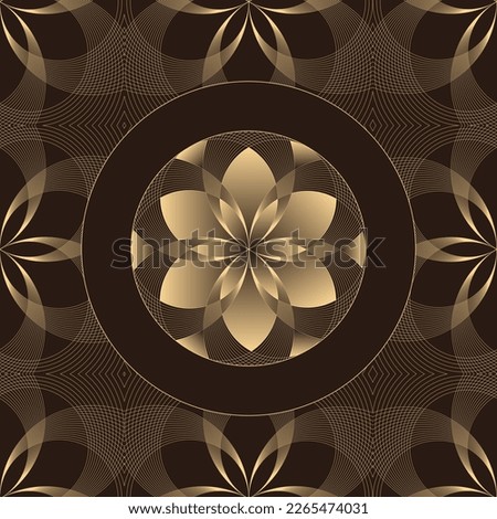 guilloche flowers pattern tile brown ivory