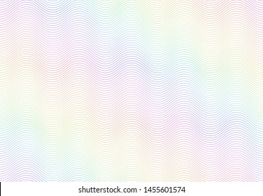 Guilloche Watermark Texture. Textured Passport Paper, Banknote Secure Rainbow Pattern And Color Line Waves. Monochrome Money Currency Watermark Or Diploma Certificate  Seamless Background