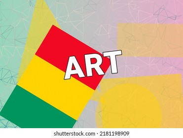 Guinea Art . Nation Flag On Colorful Background.  Conakry  And Guinea Art Concept. Creation, Oeuvre And Exhibition GIN. Abstract Triangular Style, 3d Image