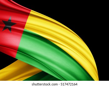 Guinea Bissau flag of silk with copyspace for your text or images and black  background -3D illustration - Shutterstock ID 517472164