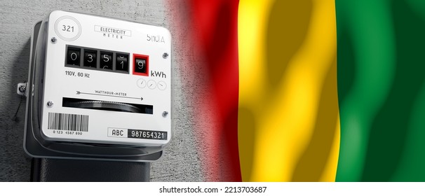 Guinea - Country Flag And Energy Meter - 3D Illustration