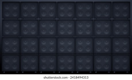 Guitar amp cabinets. Full frame speakers, 3D render background. Music equipment used on live festivals . Ideal for event posters or guitar and bass products  - Powered by Shutterstock