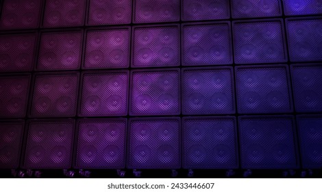 Guitar amp cabinets wall. Purple retro, 3D render background. Music equipment used on live festivals . Ideal for event posters or guitar and bass accessories and products - Powered by Shutterstock