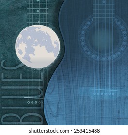 Guitar For Blues With Moon